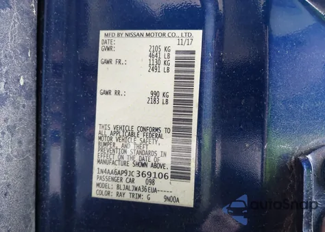 2018 Nissan Maxima 3.5 Sv from USA, damaged, VIN 1N4AA6AP9JC369106